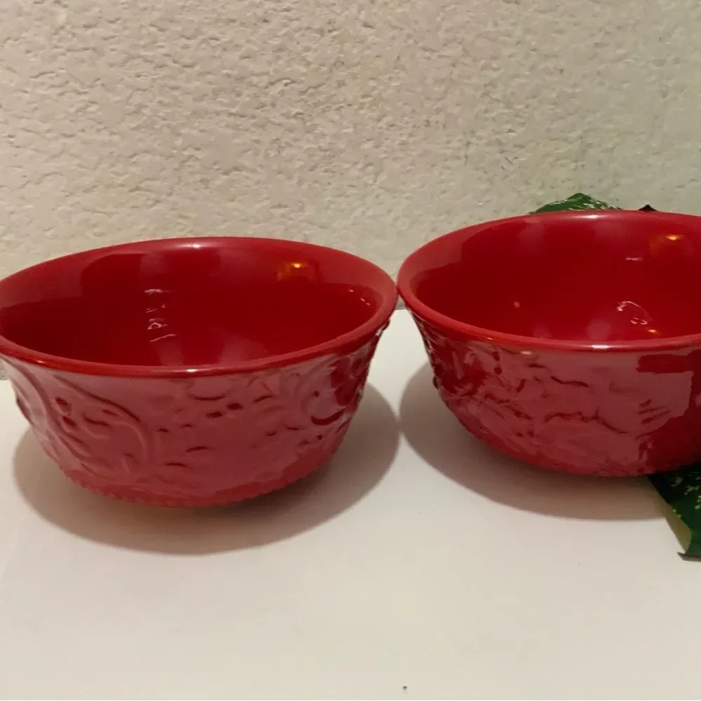 Food safe red Floral Bursts 6” Bowl Set, Set of 2 G3